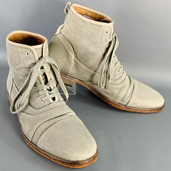 John Varvatos Other - JOHN VARVATOS Size 10 Grey Canvas Cap Toe Lace-Up Ankle Boots